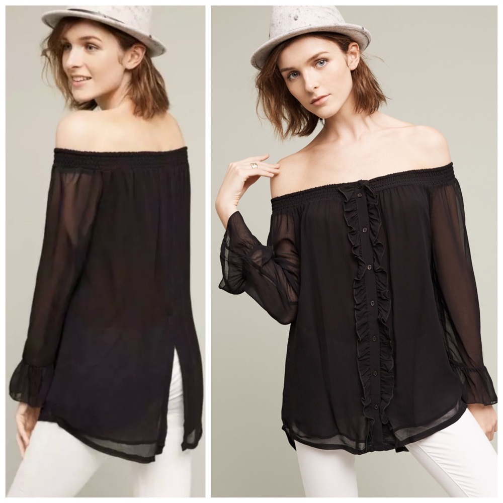 NEW Anthropologie Les Siennes Taleen Off-The-Shoulder Blouse Top